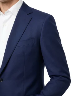 Arthur Black Solid Dark Blue Slim Fit Marzotto Gabardine Wool 2-Button Suit