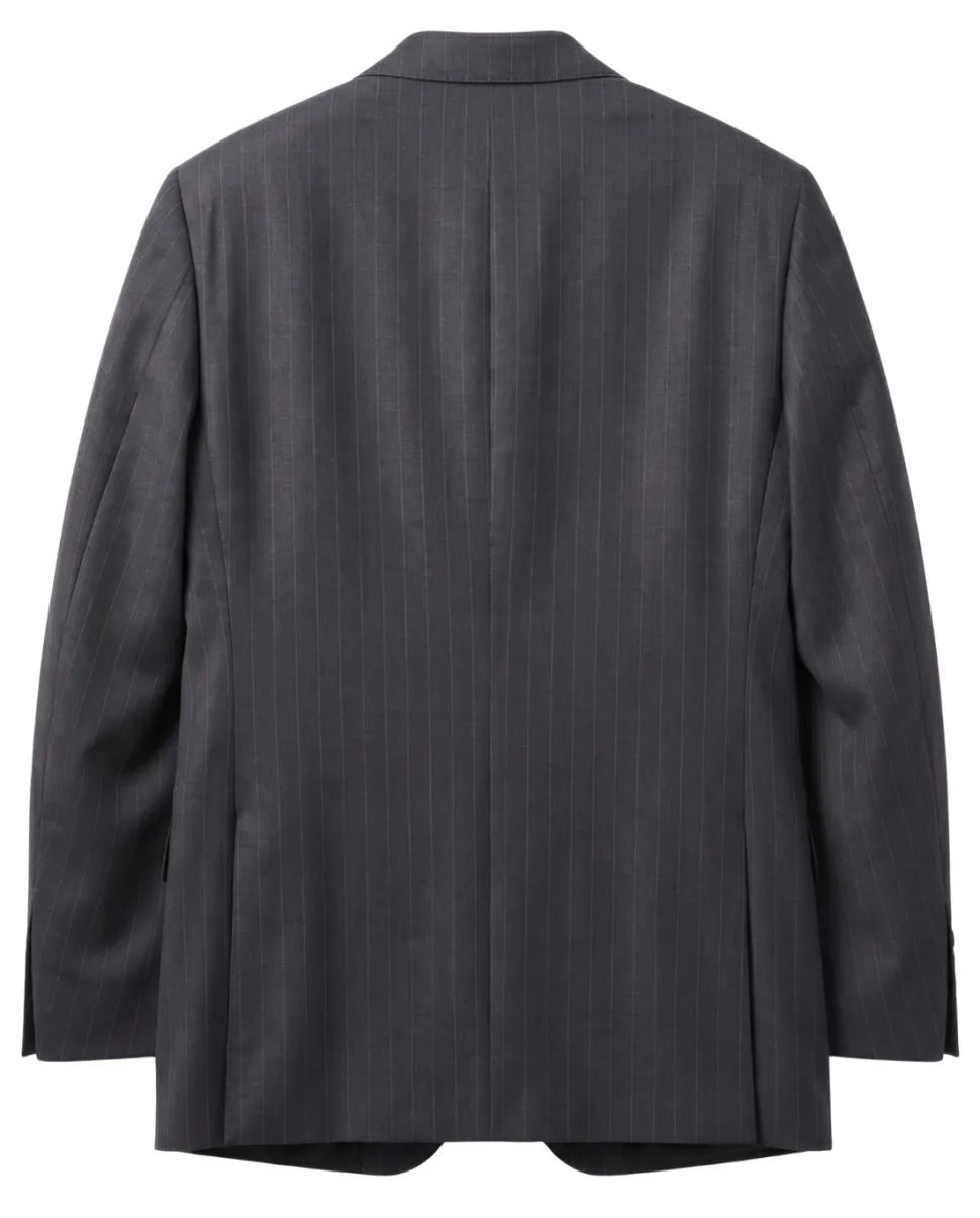 Atica Charcoal Gray Pinstriped Classic Fit Half-Canvassed Reda Wool 2-Button Suit