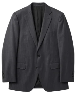 Atica Charcoal Gray Pinstriped Classic Fit Half-Canvassed Reda Wool 2-Button Suit