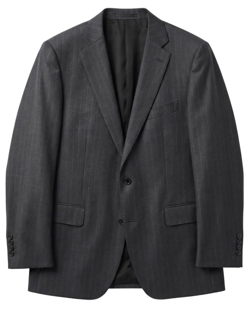 Atica Charcoal Gray Pinstriped Classic Fit Half-Canvassed Reda Wool 2-Button Suit