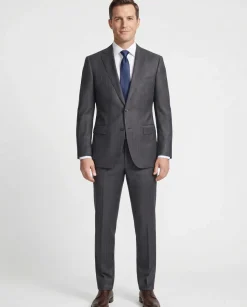 Atica Charcoal Gray Pinstriped Classic Fit Half-Canvassed Reda Wool 2-Button Suit