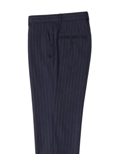 Atica Navy & Orange Pinstripe Slim Fit Peak Lapel Half-Canvassed 2 Button Wool Suit