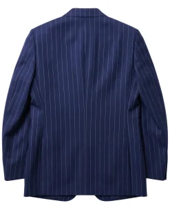 Atica Navy Pinstripe Classic Fit Peak Lapel Half-Canvassed 2 Button Wool Suit