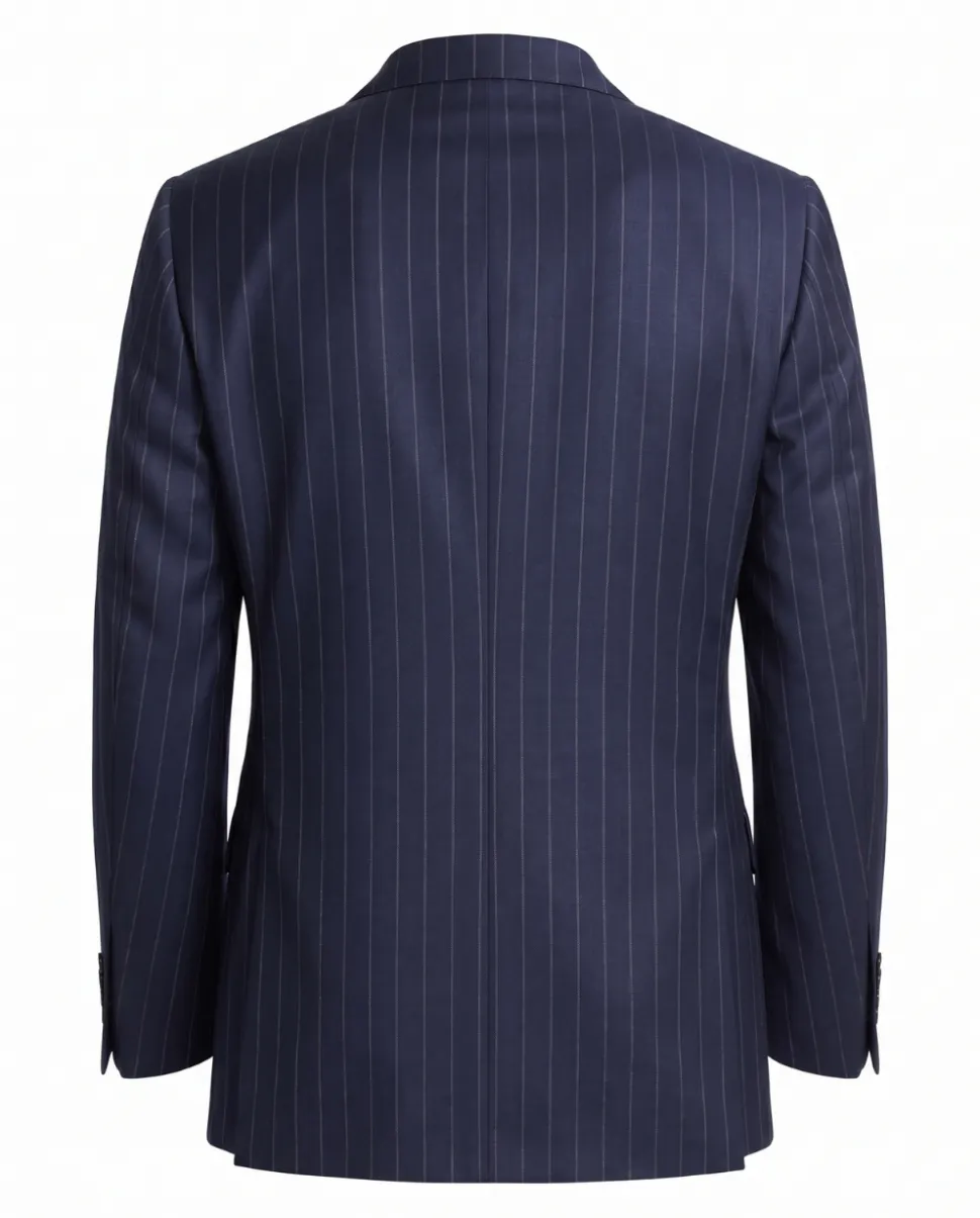 Atica Navy Pinstriped Classic Fit Half-Canvassed Reda Wool 2-Button Suit