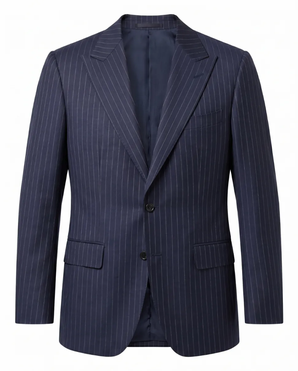 Atica Navy Pinstriped Classic Fit Half-Canvassed Reda Wool 2-Button Suit