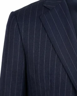 Atica Navy Pinstriped Slim Fit Half-Canvassed Reda Wool 2-Button Suit