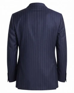 Atica Navy Pinstriped Slim Fit Half-Canvassed Reda Wool 2-Button Suit