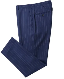 Atica Navy Pinstripe Slim Fit Peak Lapel Half-Canvassed 2 Button Wool Suit