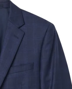 Atica Navy Plaid Classic Fit Half-Canvassed Notch Lapel 2-Button Wool Suit