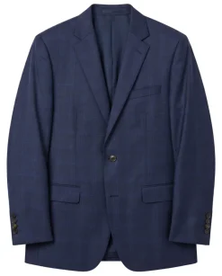 Atica Navy Plaid Slim Fit Half-Canvassed Notch Lapel 2-Button Wool Suit