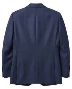 Atica Navy Windowpane Classic Fit Notch Lapel Half-Canvassed Reda Wool 2-Button Suit