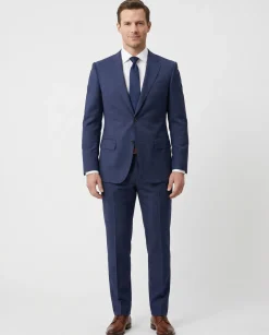 Atica Navy Windowpane Slim Fit Notch Lapel Half-Canvassed Reda Wool 2-Button Suit