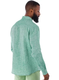 Barabas Mens Green Point Collar 100% Linen Casual Shirt