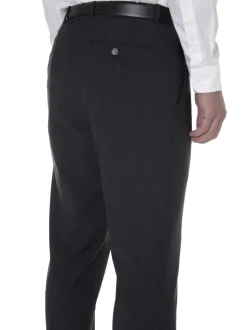 Bar III Mens Slim Fit Charcoal Plaid Flat Front Wool Blend Dress Pants