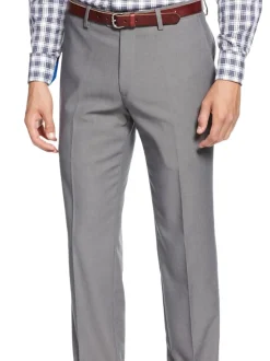 Bar III Tech Slim Fit Gray Textured Flat Front Washable Dress Pants