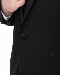 Bello Men's Slim Fit Solid Black 1-Button Shawl Lapel Tuxedo