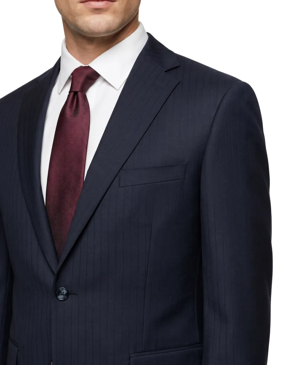 Bellucci By Steven Land Navy Blue Wool Regular Fit Notch Lapel 2-Button Suit