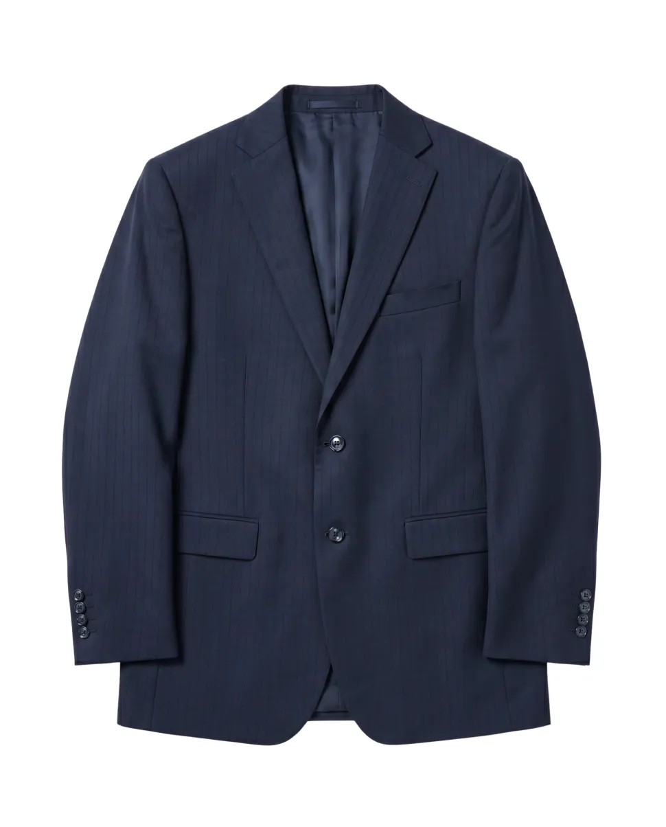 Bellucci By Steven Land Navy Blue Wool Regular Fit Notch Lapel 2-Button Suit