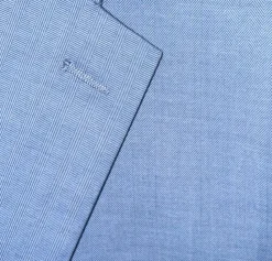 Beragamo Blue Herringbone Slim Fit Notch Lapel Stretch 3-Piece Suit