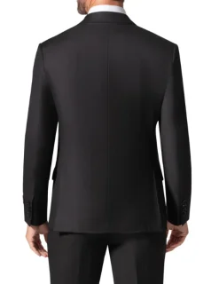 Beragamo Elegant Mens Black Subtle Windowpane Modern Fit Notch Lapel Wool 2 Button Suit
