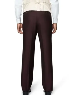 Beragamo Elegant Mens Burgundy 100% Wool Classic Fit Vested Suit with Peak Lapel