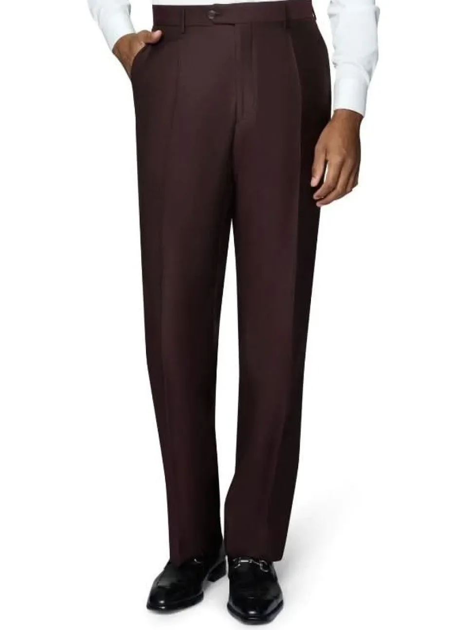 Beragamo Elegant Mens Burgundy 100% Wool Classic Fit Vested Suit with Peak Lapel