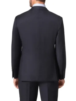 Beragamo Elegant Mens Navy Subtle Windowpane Modern Fit Notch Lapel Wool 2 Button Suit