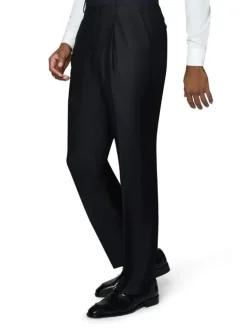 Beragamo Elegant Men's Solid Black 100% Wool Classic Fit Suit