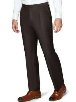 Beragamo Elegant Men's Solid Brown 100% Wool Classic Fit Vested Suit