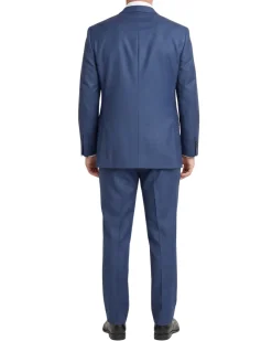 Beragamo Elegant Men's Solid Navy Blue Portly Fit Wool 2-Button Suit