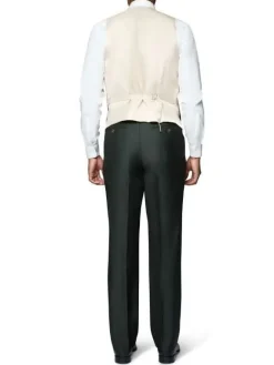 Beragamo Elegant Men's Solid Olive 100% Wool Classic Fit Vested Suit
