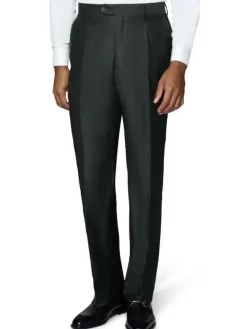 Beragamo Elegant Men's Solid Olive 100% Wool Classic Fit Vested Suit