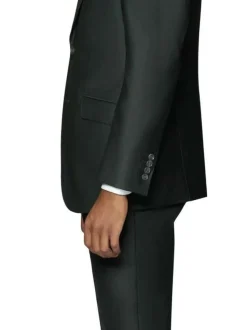 Beragamo Elegant Men's Solid Olive 100% Wool Classic Fit Vested Suit