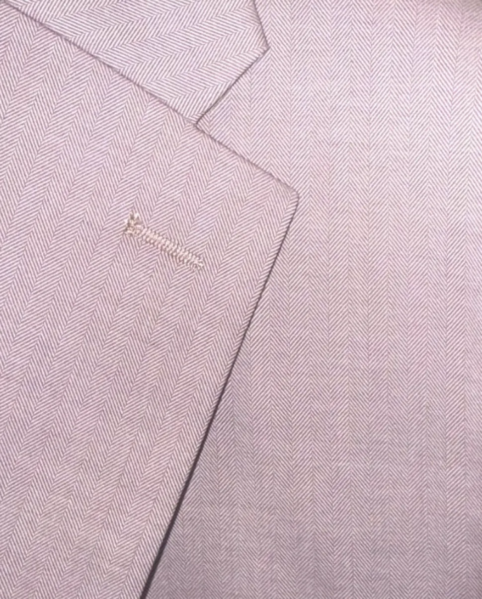 Beragamo Lavander Purple Herringbone Slim Fit Notch Lapel Stretch 3-Piece Suit