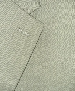 Beragamo Sage Green Herringbone Slim Fit Notch Lapel Stretch 3-Piece Suit