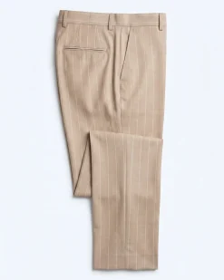 Bergamo Beige Pinstripe Modern Fit Peak Lapel Double-Breasted Wool Suit
