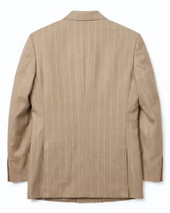 Bergamo Beige Pinstripe Modern Fit Peak Lapel Double-Breasted Wool Suit