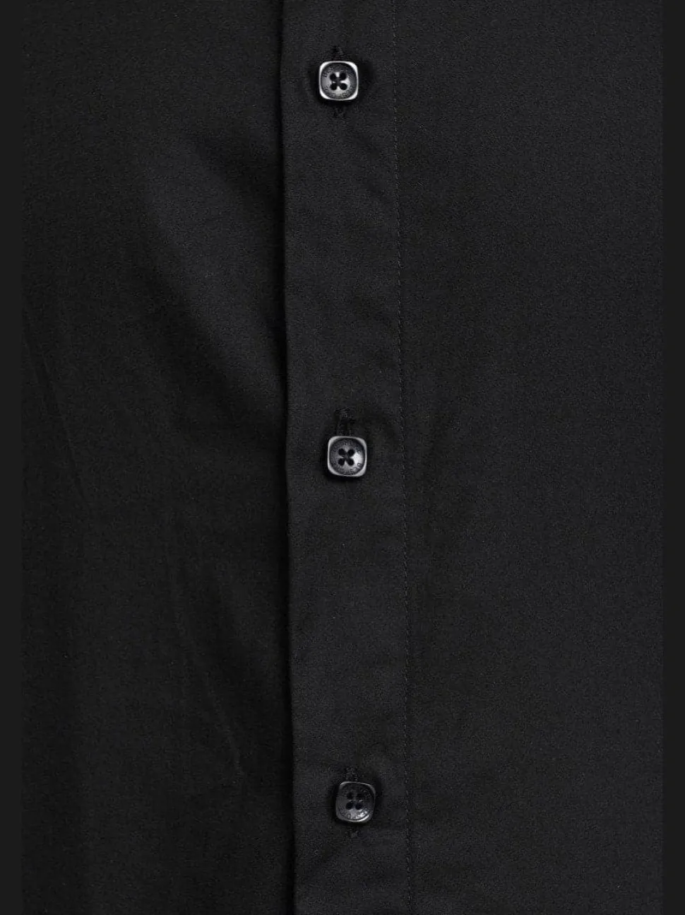 Bespoke Trim Fit Solid Black Spread Collar Cotton Casual Dress Shirt