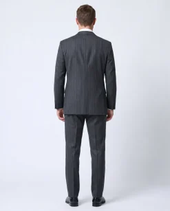 Blujacket Charcoal Gray Pinstripe Wool Notch Lapel 2-button Suit