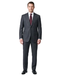 Blujacket Charcoal Gray Pinstripe Wool Notch Lapel 2-button Suit