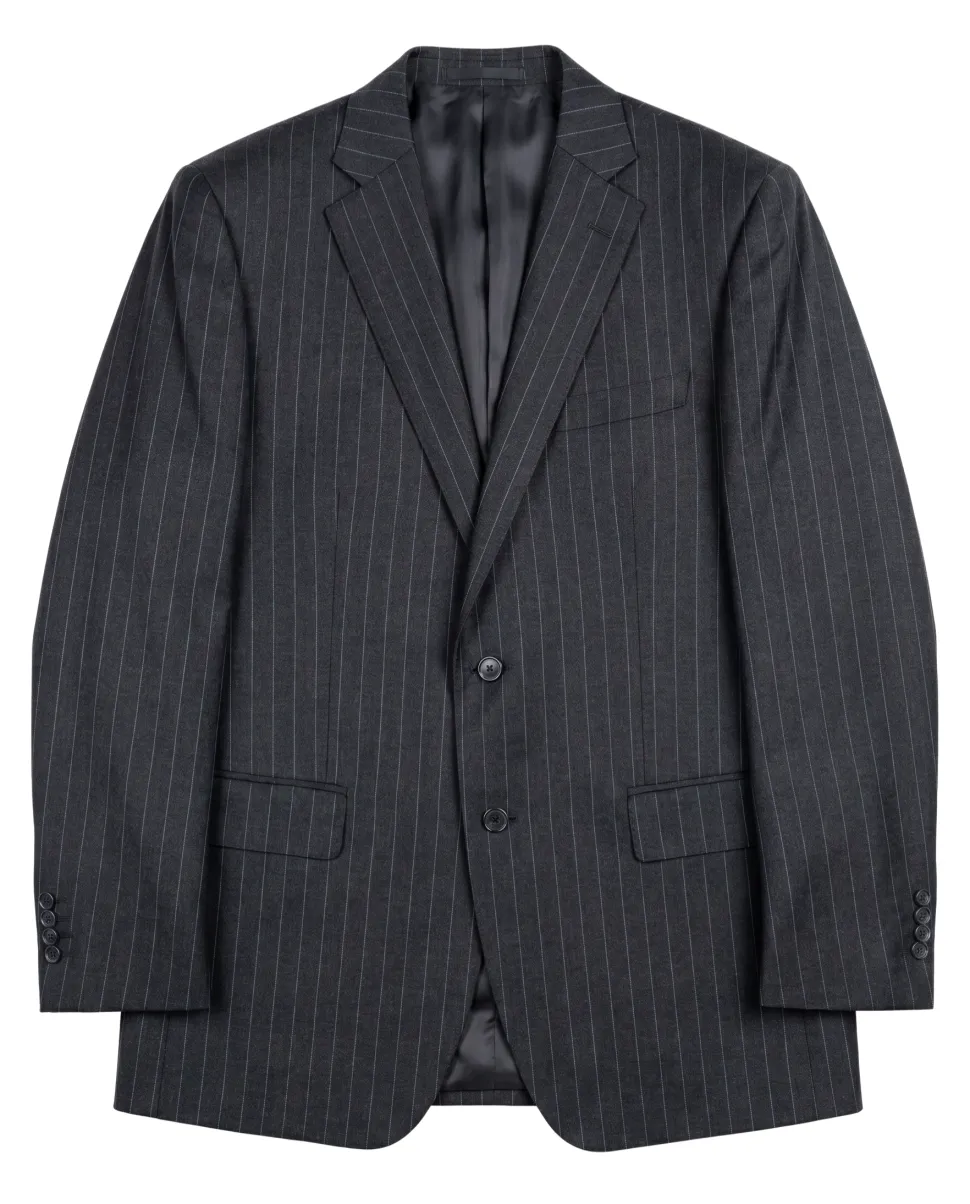 Blujacket Charcoal Gray Pinstripe Wool Notch Lapel 2-button Suit