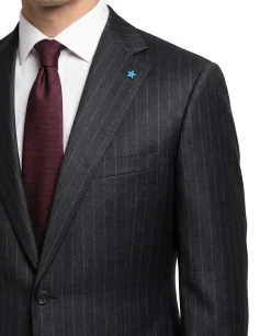Blujacket Charcoal Gray Pinstripe Wool Notch Lapel 2-button Suit
