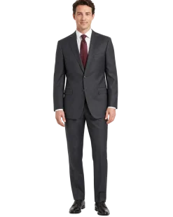 Blujacket Charcoal Gray Wool Regular Fit Notch Lapel 2 button Suit