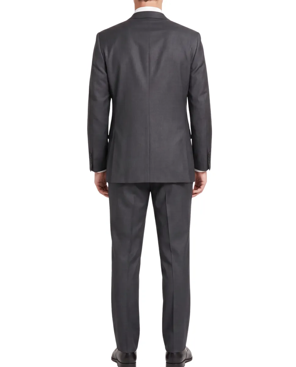 Blujacket Charcoal Gray Wool Regular Fit Notch Lapel 2 button Suit