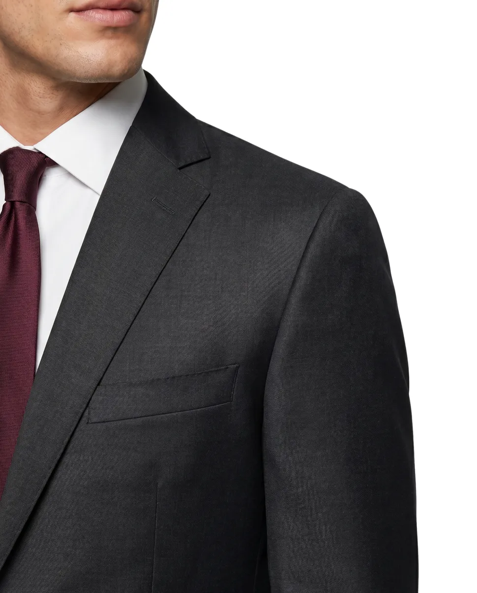 Blujacket Charcoal Gray Wool Regular Fit Notch Lapel 2 button Suit