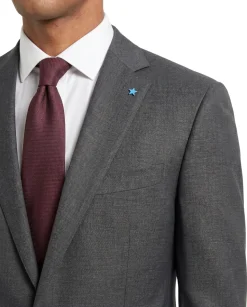 Blujacket Charcoal Gray Wool Regular Fit Notch Lapel 2-Button Suit