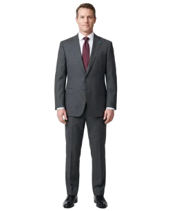 Blujacket Charcoal Gray Wool Regular Fit Notch Lapel 2-Button Suit