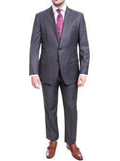 Blujacket Classic Fit Blue Textured Two Button Half Canvassed Wool 2-Button Suit