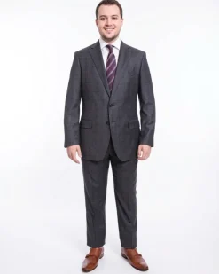 Blujacket Classic Fit Blue Windowpane Two Button Half Canvassed Reda Wool Suit