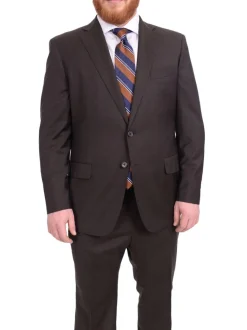 Blujacket Classic Fit Brown Windowpane Check Half Canvassed Marzotto Wool Suit